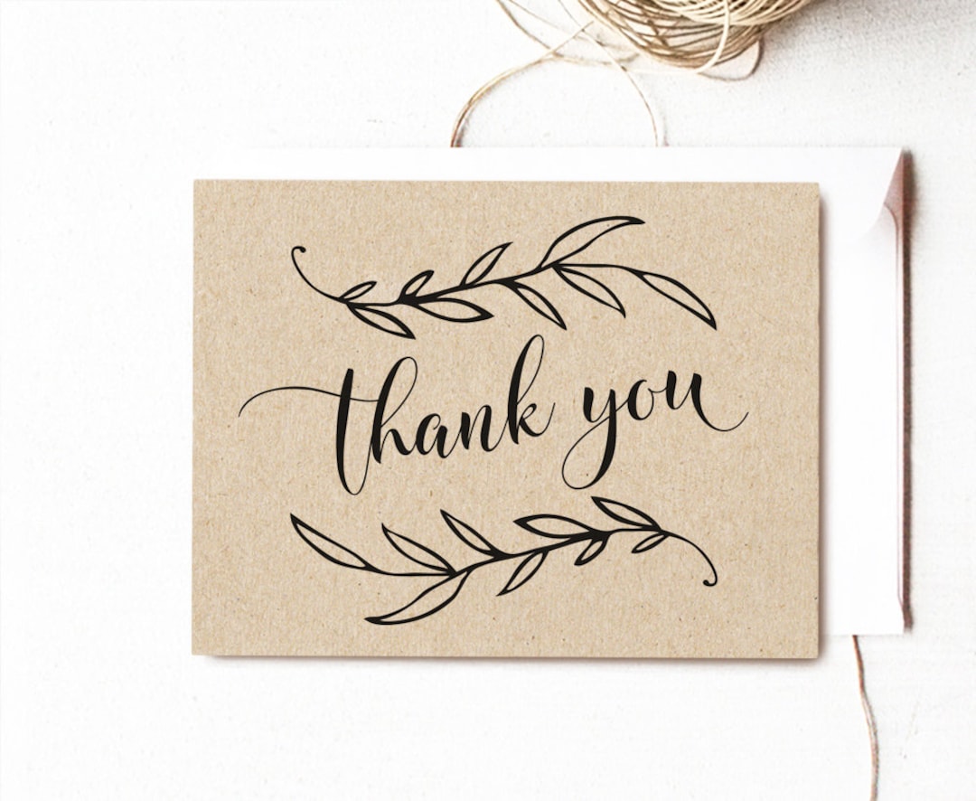Vintage Wedding Printable Thank You Card, Folded Wedding Thank You Card