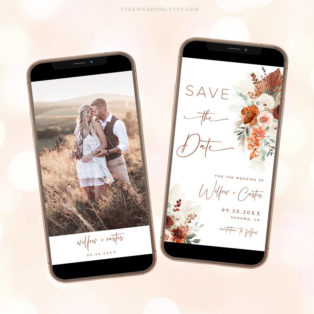 Digital save the date card electronic save the date template mobile