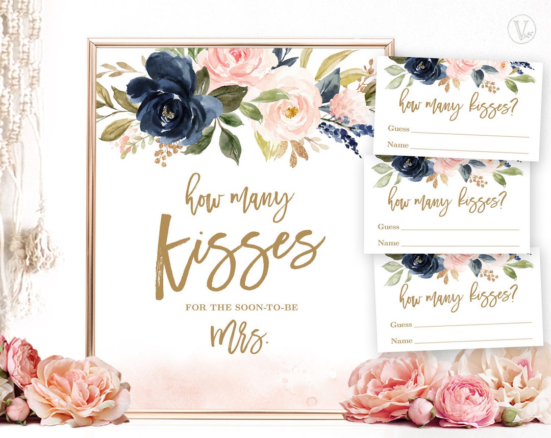Bridal Shower Game, How Many Kisses for the Soon to Be Mrs, Printable