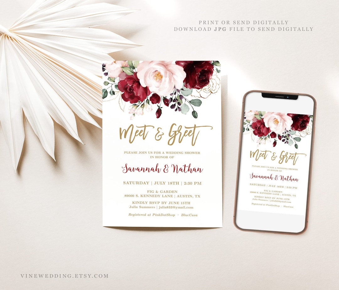 Meet Greet Invitation Template Editable Printable Wedding Shower