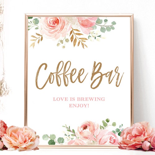 Coffee Bar Sign Printable . Greenery and Gold . Wedding - Etsy