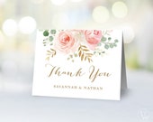Wedding Thank You Card, Printable Thank You Card Template, Blush Pink Floral, VWC94