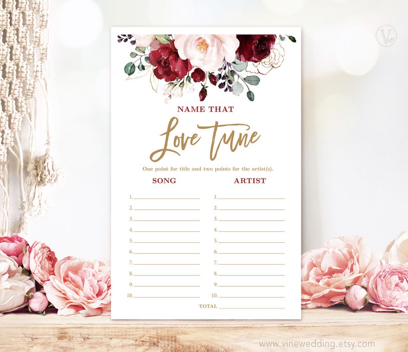 Bridal Shower Game Name That Love Tune Printable Bridal | Etsy