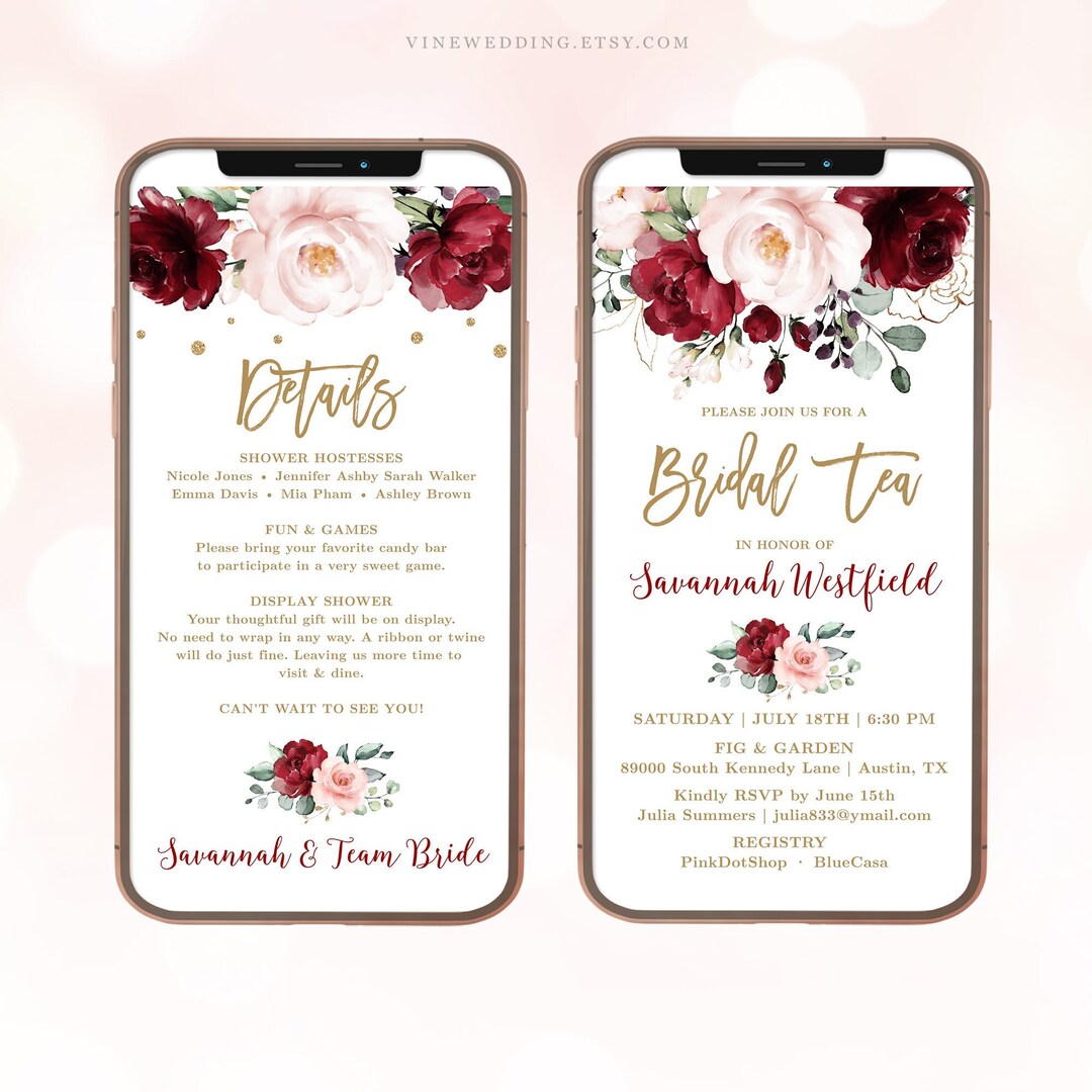 Digital Bridal Tea Invitation Template, Editable, Electronic, Phone ...