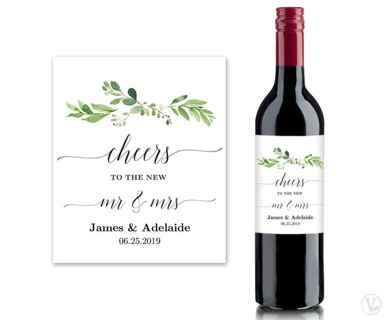 printable wedding wine bottle label templates greenery wine etsy