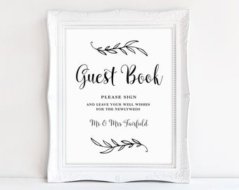 Wedding Guest Book Sign, Printable Guest Book Sign, Wedding Reception Sign, Reception Decor, VW01