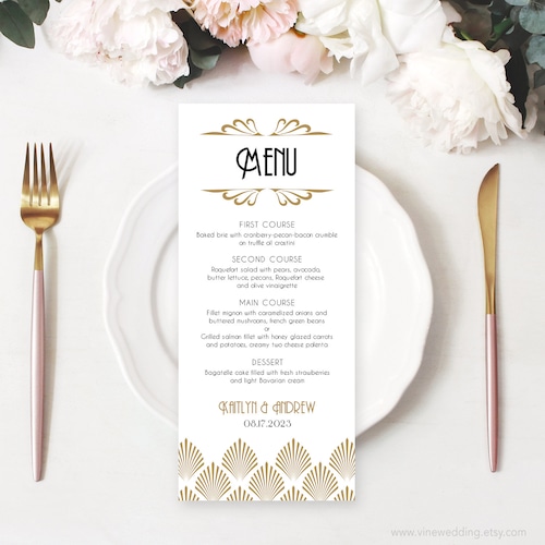 Editable Deco Wedding Menu Template Printable Wedding - Etsy