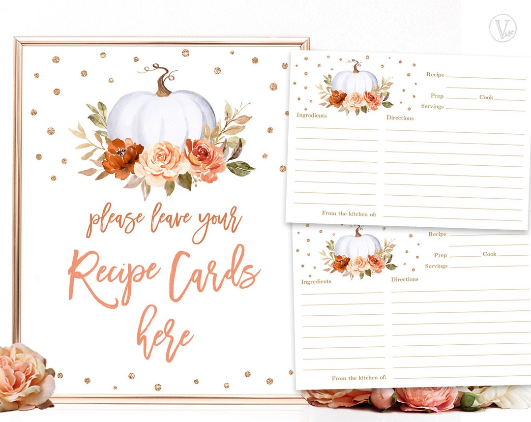 Printable Recipe Cards and Sign, Bridal Shower, Bridal Shower Recipe