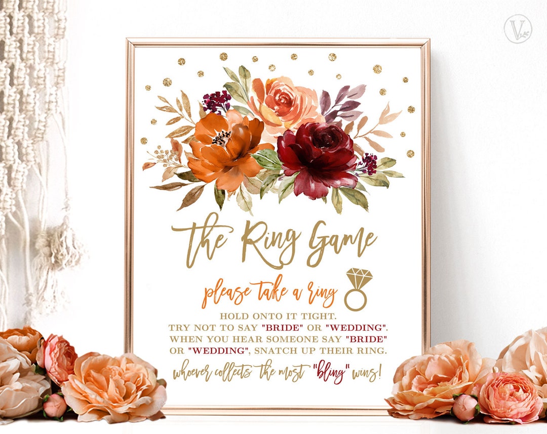 Bridal Shower Game, the Ring Game, Please Take a Ring Sign, Printable ...