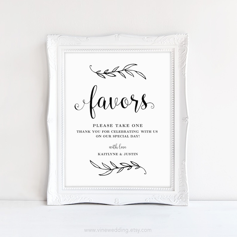 Printable Favors Sign Wedding Favors Sign Wedding Reception - Etsy