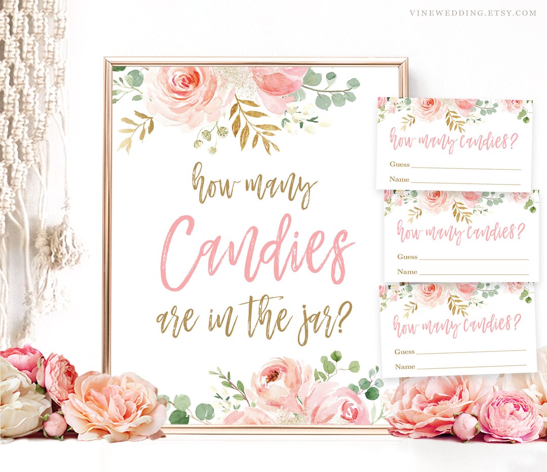 Bridal Shower Game, How Many Candies Are in the Jar, Printable Game
