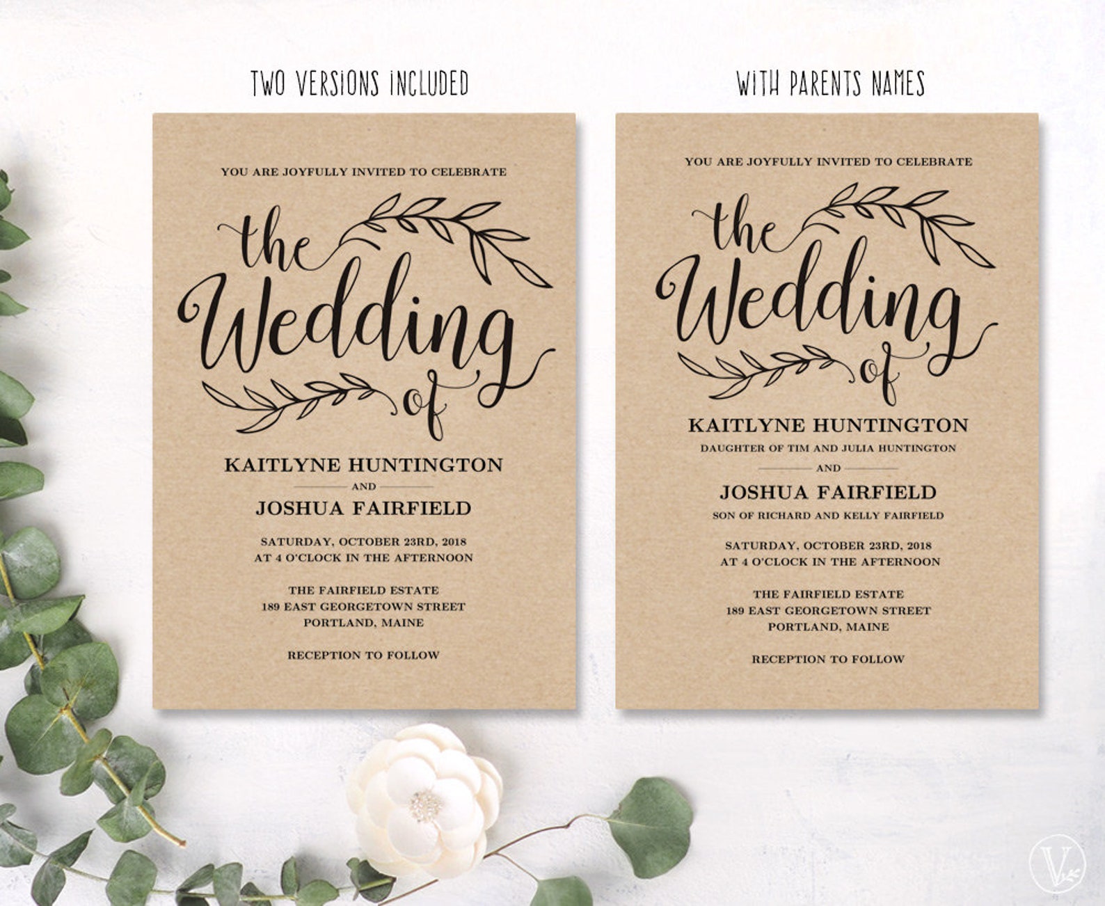 Vintage Wedding Invitation Rustic Wedding invitation Set Etsy