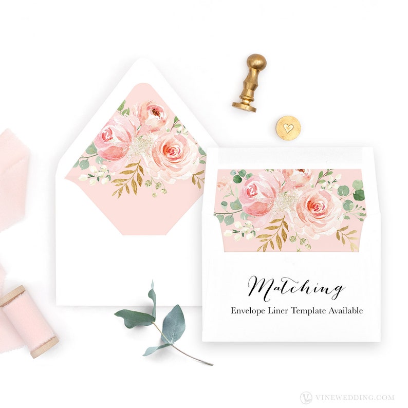 Blush Pink Floral Bridal Brunch Invitation Template, Editable, Printable Bridal Shower Brunch Invitation, Blush Pink and Gold, VWC95 image 8
