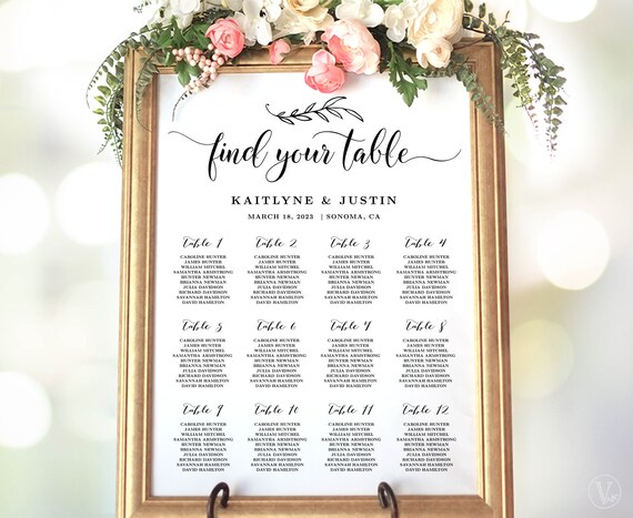 Wedding Seating Chart Alphabetical Seating Chart Printable Etsy