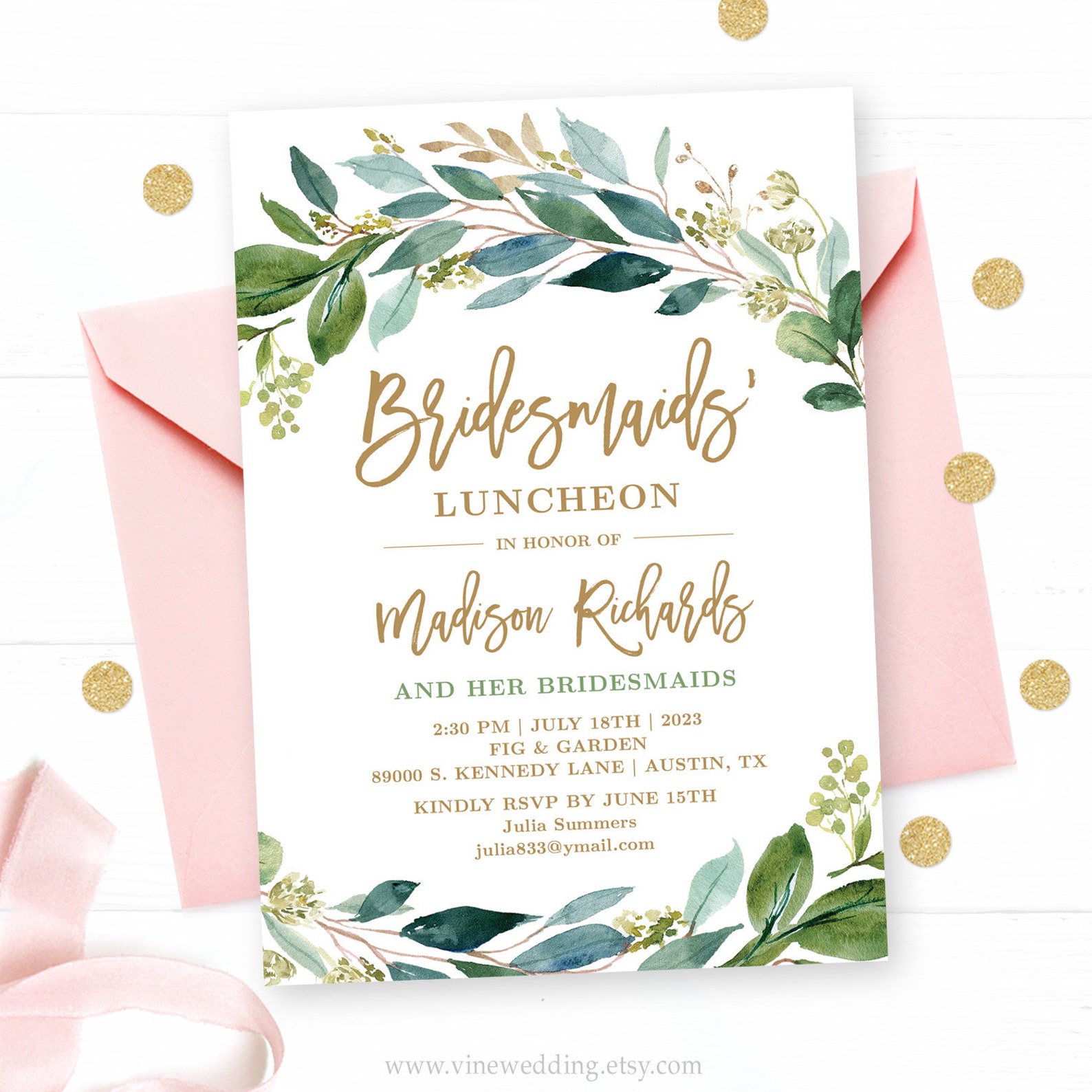 Bridesmaids' Luncheon Invitation Template Editable | Etsy