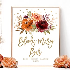 Bloody Mary Bar Sign, Printable Bloody Mary Bar Sign, Bridal Shower ...