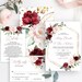 Burgundy Wedding Invitation Set, Printable Wedding Invitation Template, Burgundy Invitation Set, Marsala, Pink, Plum, Wine, Floral, VWT14