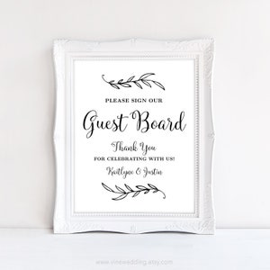 Guest Board Sign, Printable Guest Board Sign Template, Sign our Guest Board Sign, Editable, Vintage Wedding, 8x10, VW01