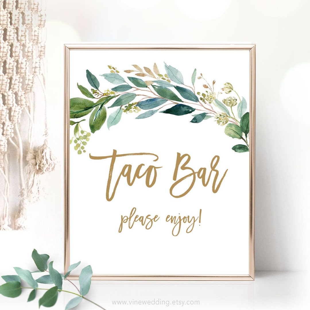 Rustic Taco Sign Taco Bar Sign, Printable Bridal Shower Sign, DIY Taco Bar Sign, Boho ...