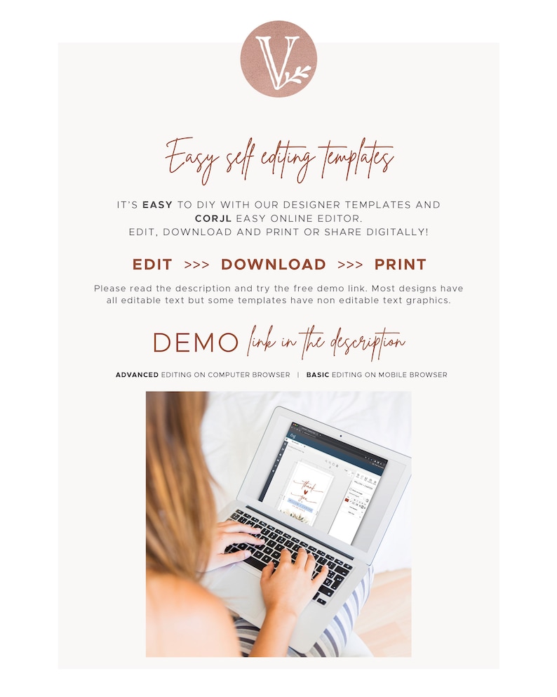 Editable Wedding Invitation Template, Printable Fall Wedding Invitation Card, Burnt Orange, Terracotta, Autumn Floral, VWC74 imagen 4