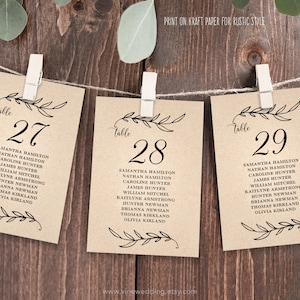 Wedding Seating Chart Template, Rustic Wedding Seating Chart,  Printable Wedding Table Chart, Editable, Kraft, Vintage, VW01