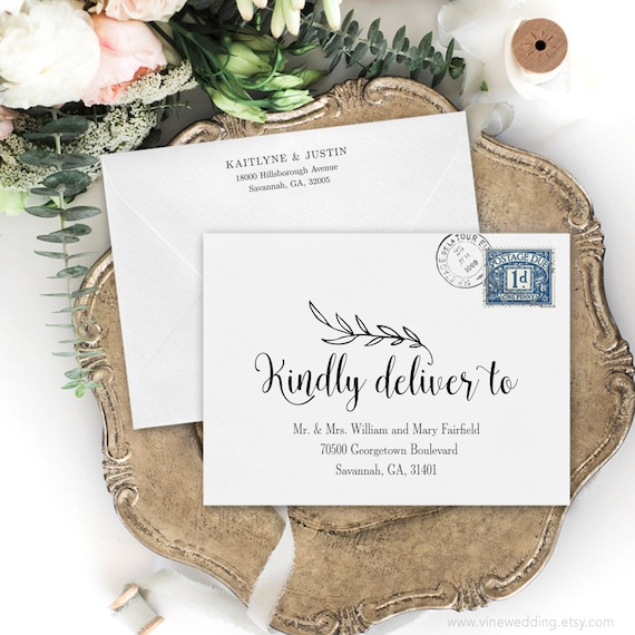 DIY Wedding Envelope Addressing Template, Printable Wedding Envelope Template, Wedding Envelopes, Editable, A7, A2, A1 Sizes, VW01