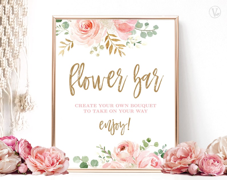 Flower Bar Sign Printable Flower Bar Sign DIY Bridal Shower Etsy Flower Bar Sign Printable Flower Bar Sign DIY Bridal Shower Etsy
