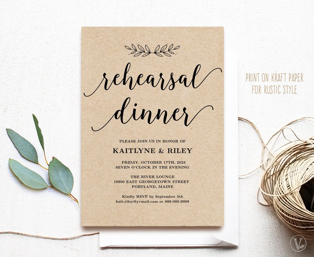 Rehearsal Dinner Invitation, Printable Rehearsal Dinner Card Template, Editable Text, 5x7, Modern Calligraphy, VWC88 - Etsy