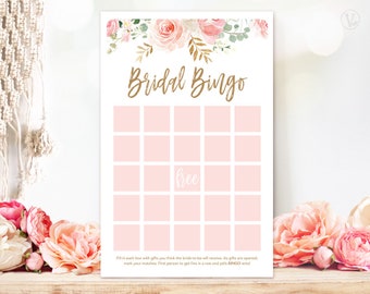 Bingo Bridal Shower Game, Printable Bridal Party Games, Bridal Shower Games, Bridal Bingo, Blush Pink Floral, VWC95