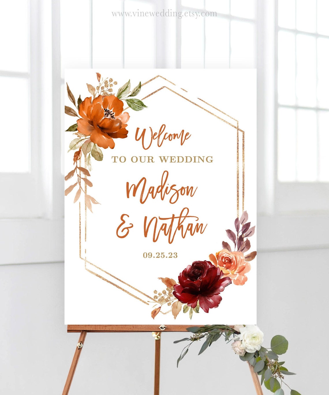 Fall Wedding Welcome Sign Printable Welcome Sign Template image 1