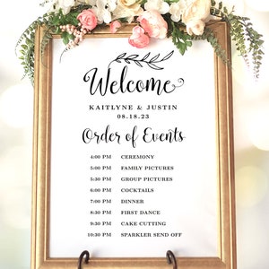 Wedding Order of Events Sign, Printable Rustic Wedding Timeline Template, Large Wedding Schedule Sign, Vintage Wedding, VW01