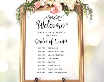 Wedding Order of Events Sign Printable Wedding Timeline | Etsy