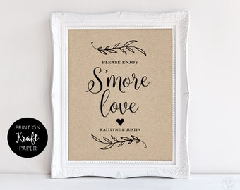 Enjoy S'more Love Sign, S'mores Sign, Wedding Sign, Printable S'mores Sign, Wedding Reception Sign, VW01