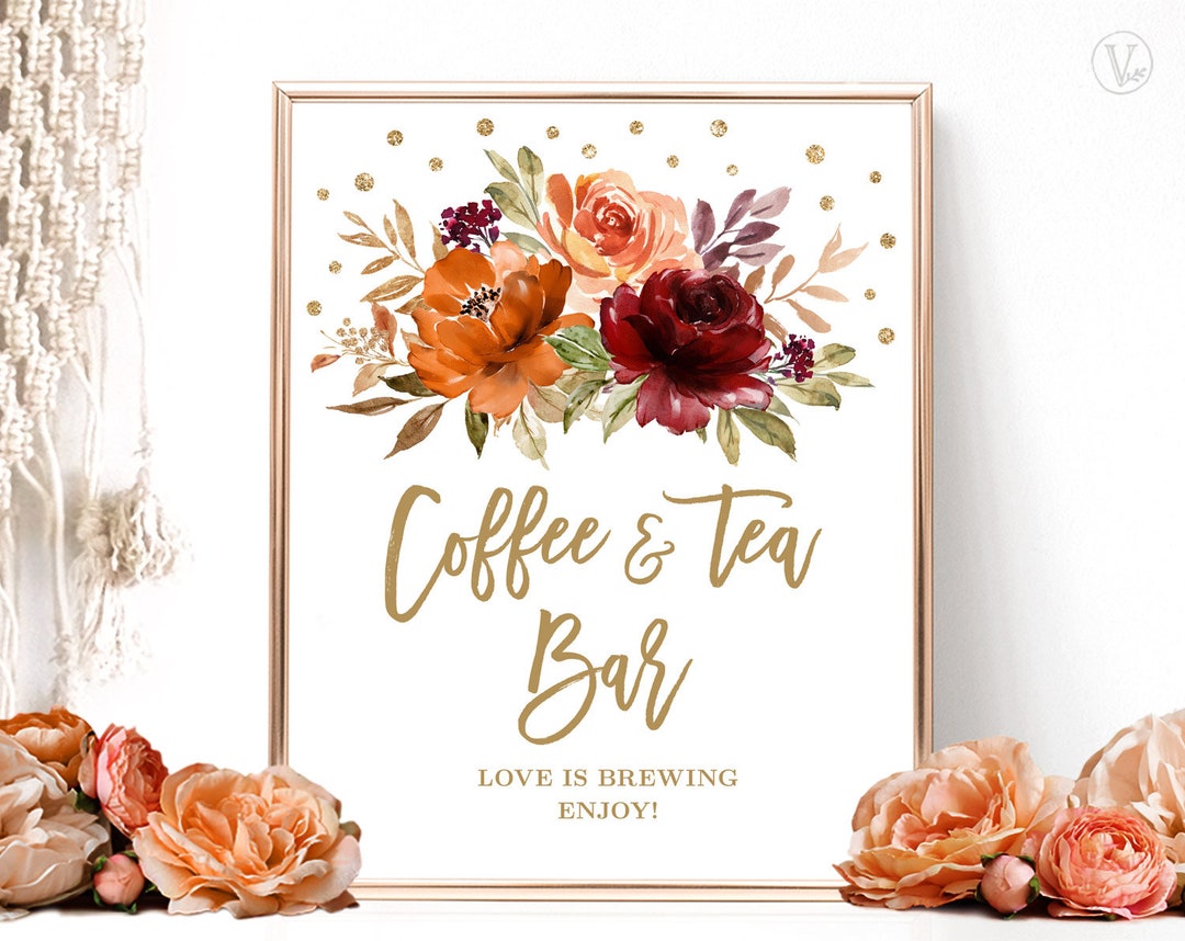 Coffee & Tea Bar Sign, Printable Coffee and Tea Bar Sign, Wedding ...