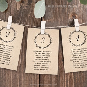 Wedding Seating Chart Card Template, Printable Wedding Seating Chart, Rustic, DIY, Kraft, Classic Wreath, VW06