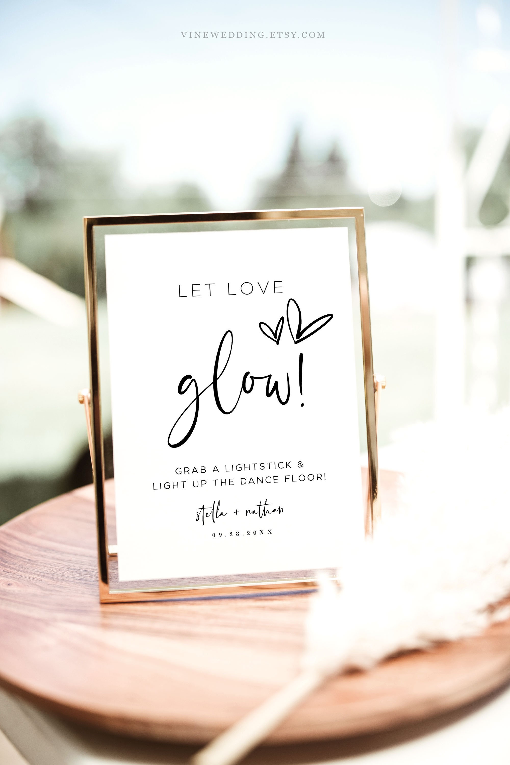 Let Love Glow Sign, Editable Let Love Glow Sign Template, Printable, 8x10 and 5x7, Minimalist, Modern, VWC67