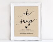 Wedding Hashtag Sign, Oh Snap Hashtag Sign, 8x10, DIY Printable Wedding Sign, Modern Calligraphy, VWC88