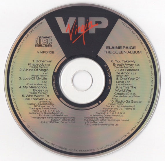 Freddie Mercury The Queen Album By Elaine Paige Brit Musical Etsy
