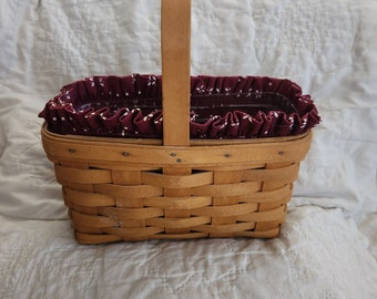 Vintage Longaberger Basket Combo w/ Red Stand up Liner and Plastic Protector. No international shipping.