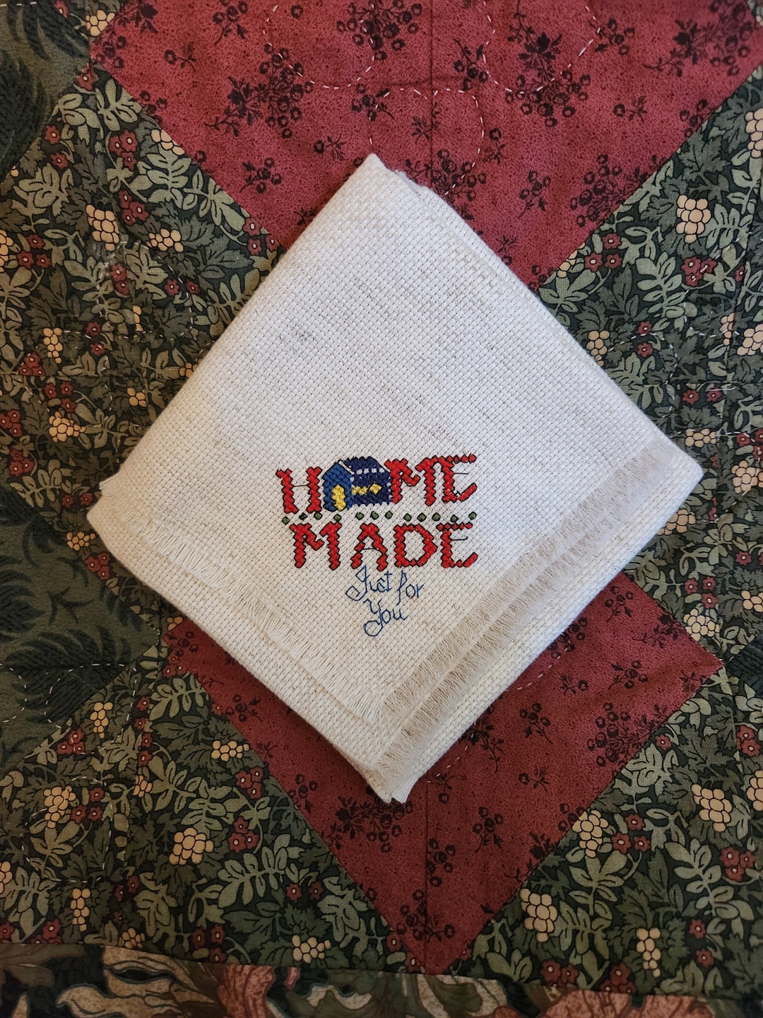 Cross Stitch Bread Cloth Homemade Just for You. No International