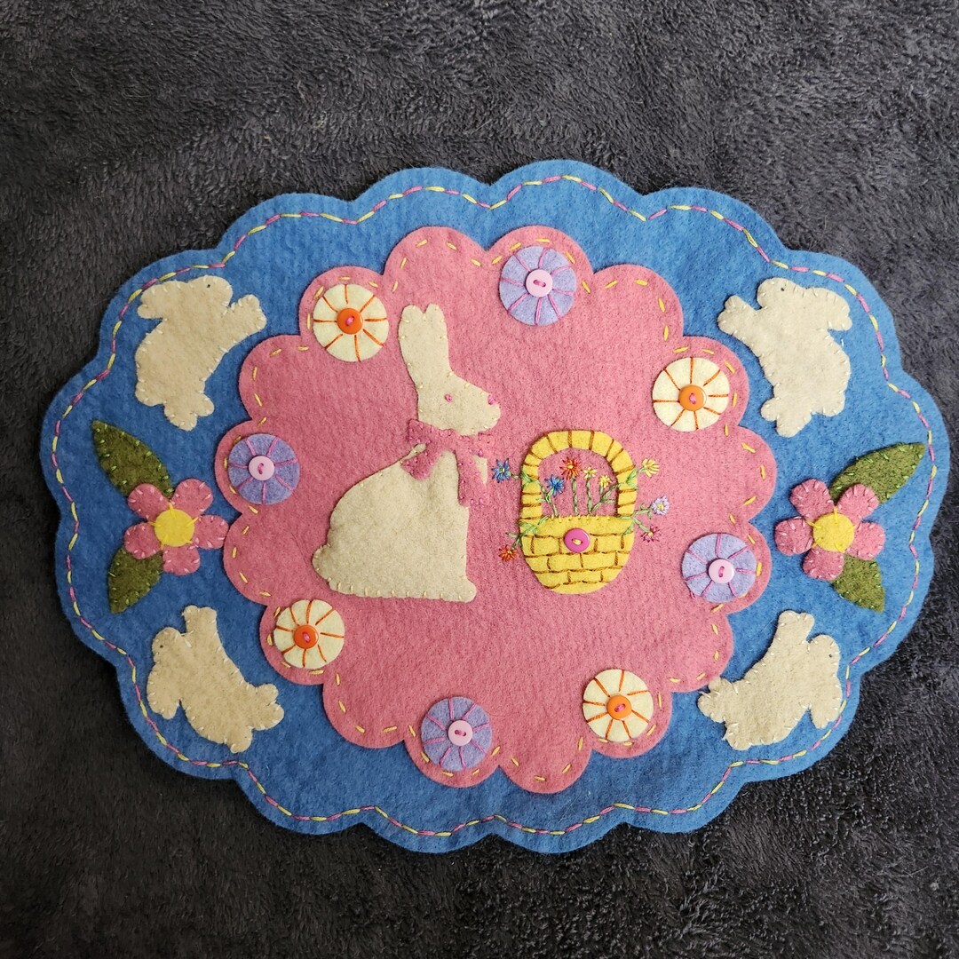 Pink Easter Rug Handmade Spring Easter Bunny Penny Rug. No International Shipping. - Etsy