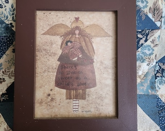 Vintage Framed Angel Print by Teresa Kogut. No international shipping.