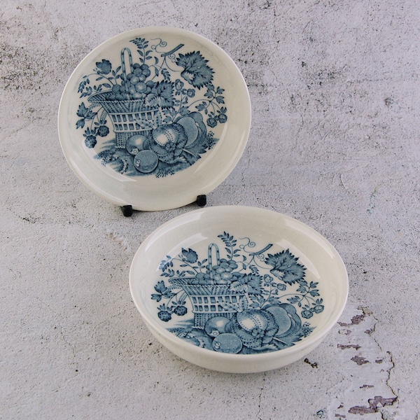 Pair of Small Tip Trays - Vide Poches - Mason's Ironstone - Fruitbasket Design - Blue Colourway - English Vintage