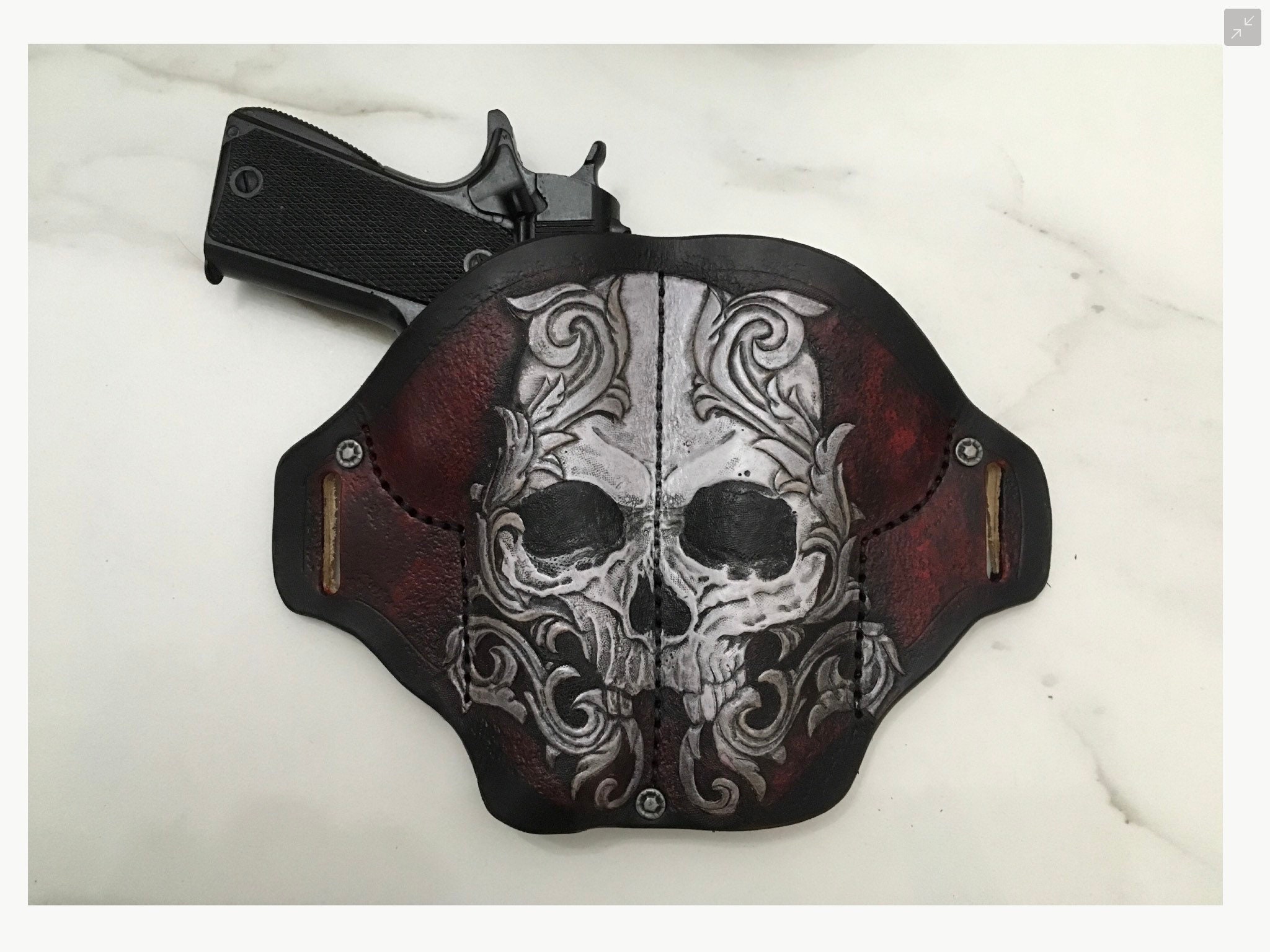 Skull Double 1911 Holster Hand Tooled Leather Holster. 1911 Etsy UK
