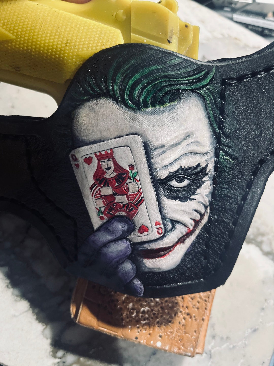 Joker Holster Hand Tooled Leather Holster. 1911, Ruger, Kimber, Glock