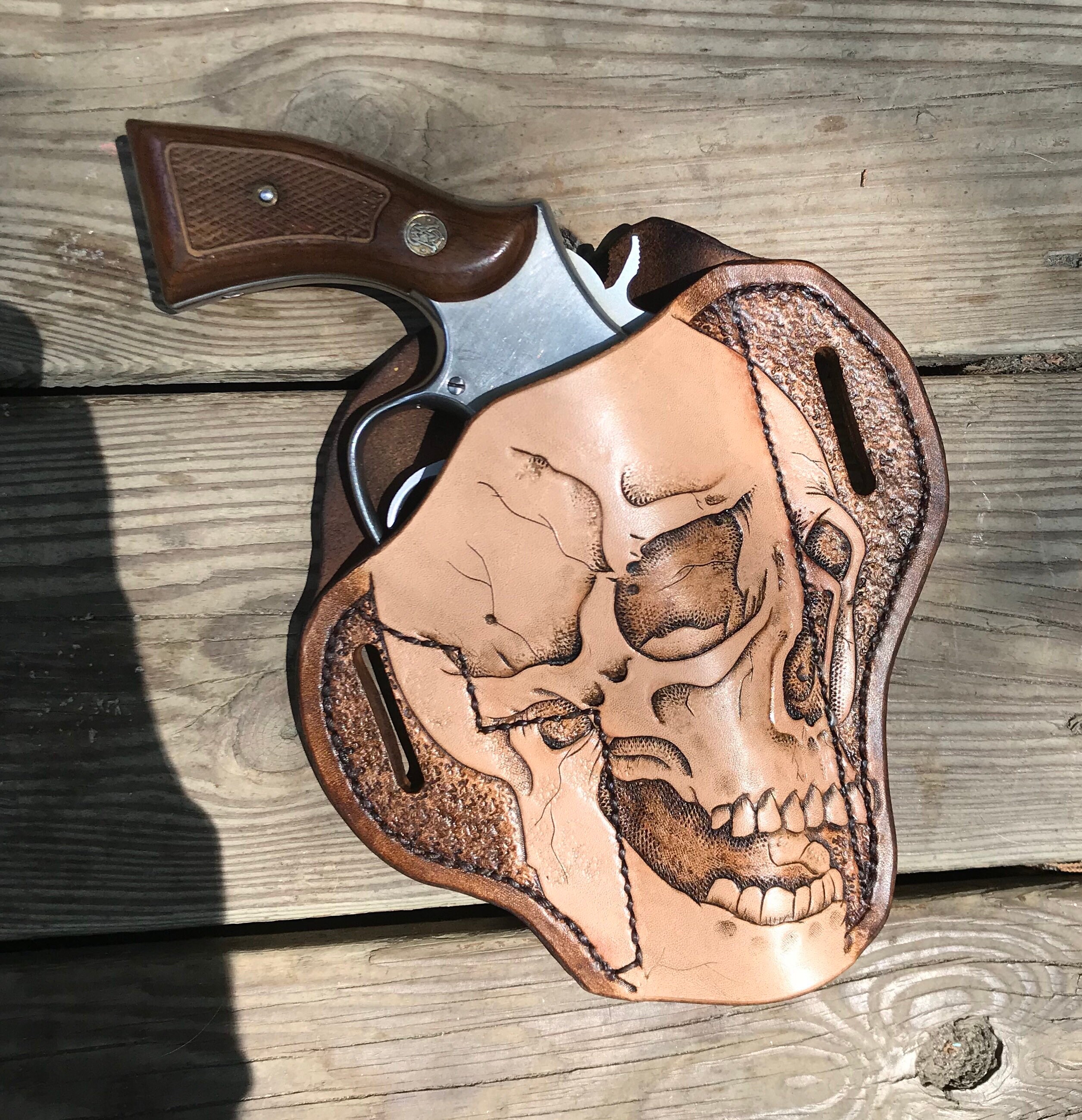 Skull holster Hand tooled leather holster. 1911 ruger Etsy