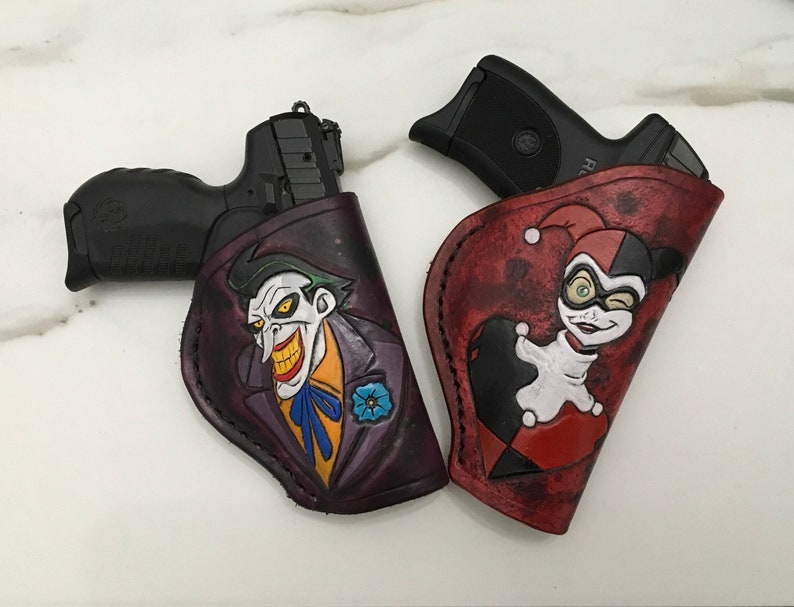 Joker and Harley Holster Hand Tooled Leather Holster. His and Etsy