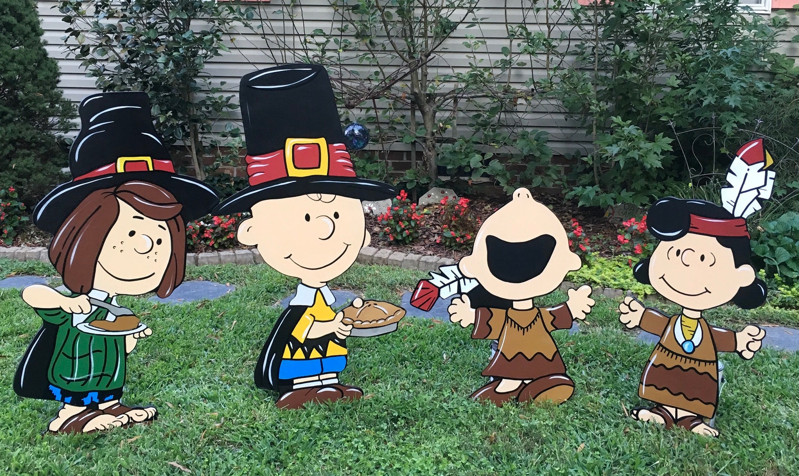 Thanksgiving Hand Painted Yard Art Group of 4 Etsy