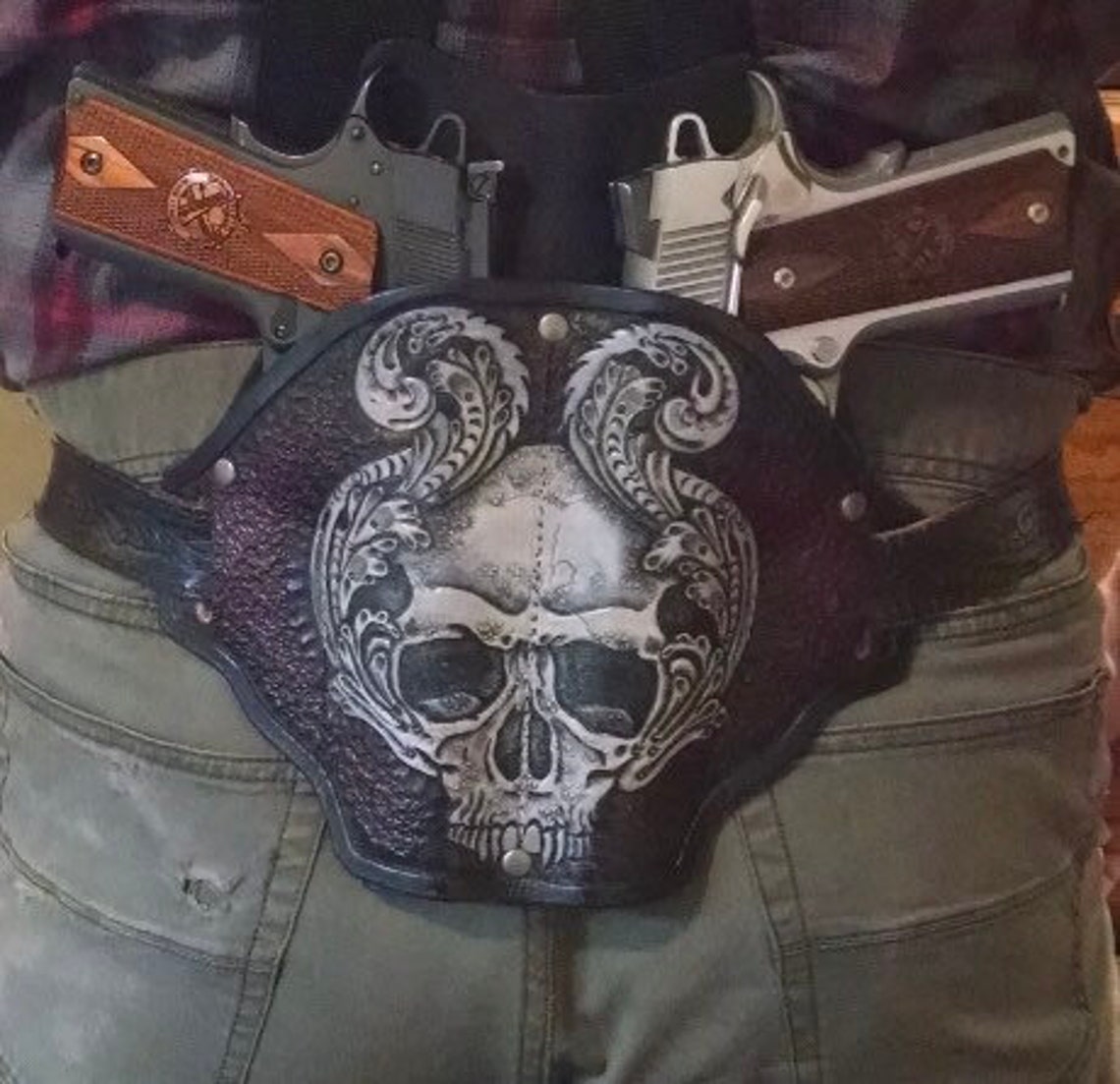 USA SELLER Western Cowboy Gun Leather Cross Draw Gun Holster Fits To 4\"-6\" Barre