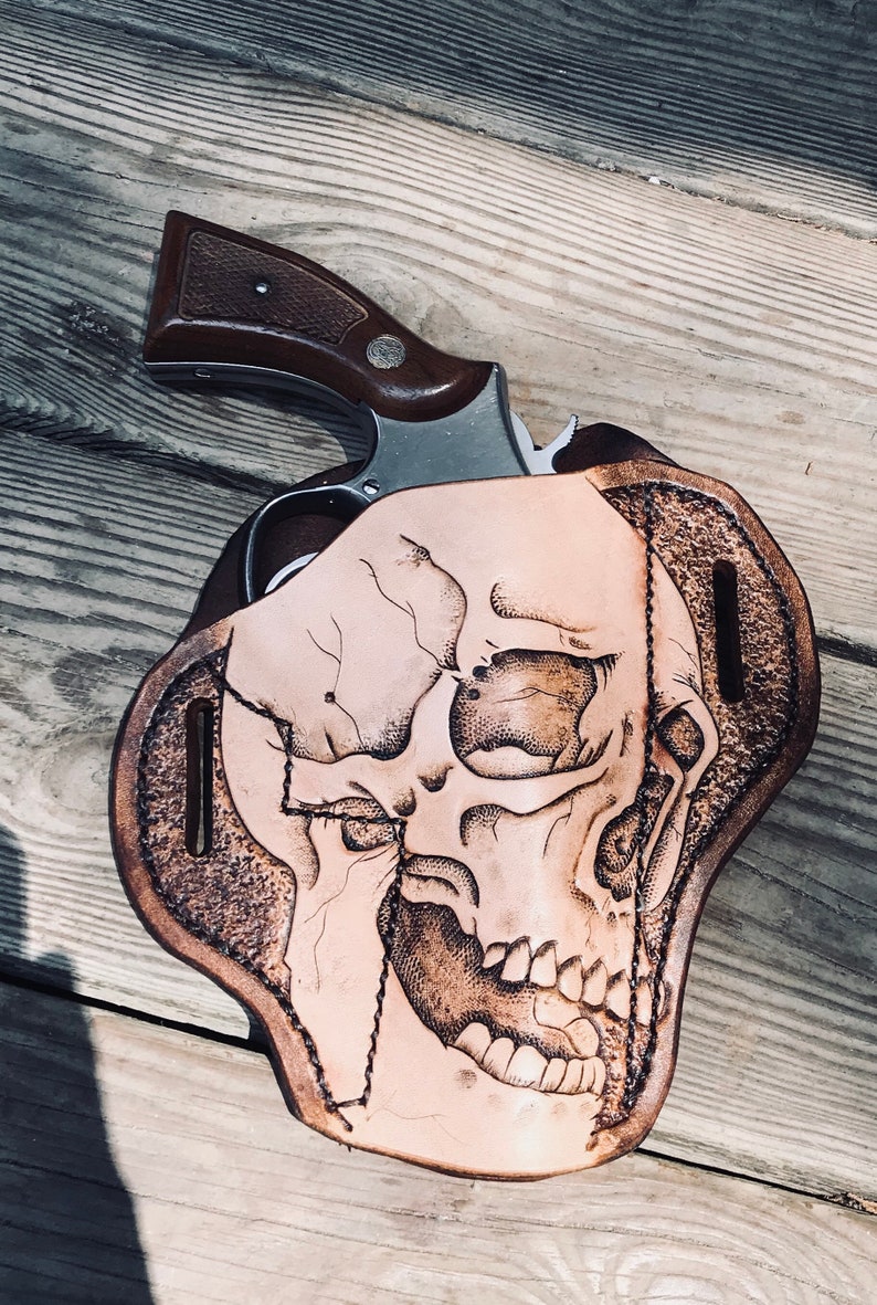 Skull holster Hand tooled leather holster. 1911 ruger Etsy